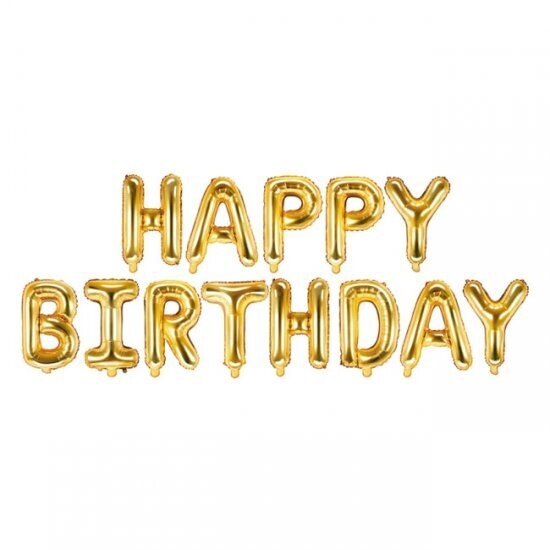 GOLD AIR FILLED BALLOON BIRTHDAY LETTER BANNER