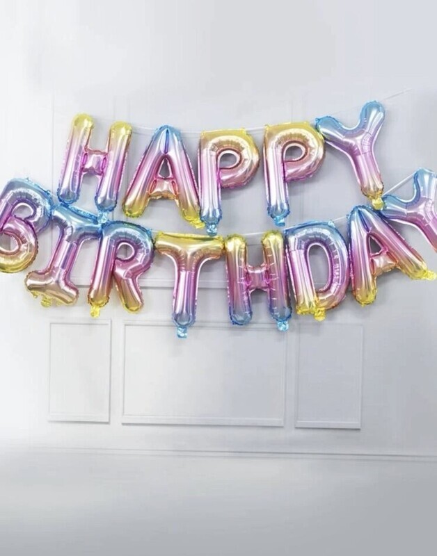 PINK FOIL BALLOON BIRTHDAY LETTER BANNER COLOUR MIX