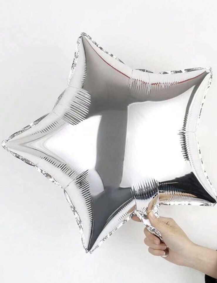 SILVER HELIUM BALLOON STAR 45CM