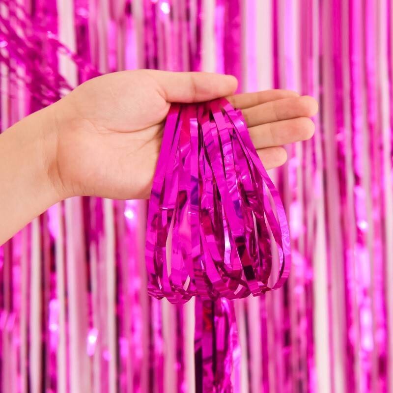 FUCHSIA FRINGE DOOR CURTAIN 100CM X 200CM