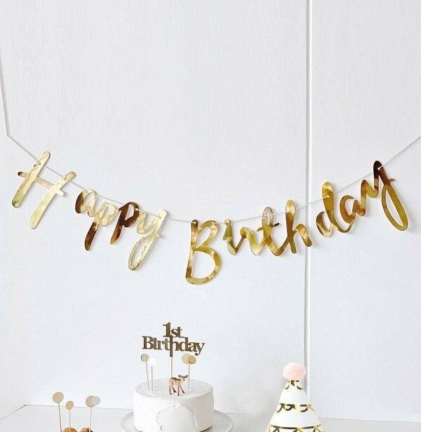 GOLD HAPPY BIRTHDAY BANNER