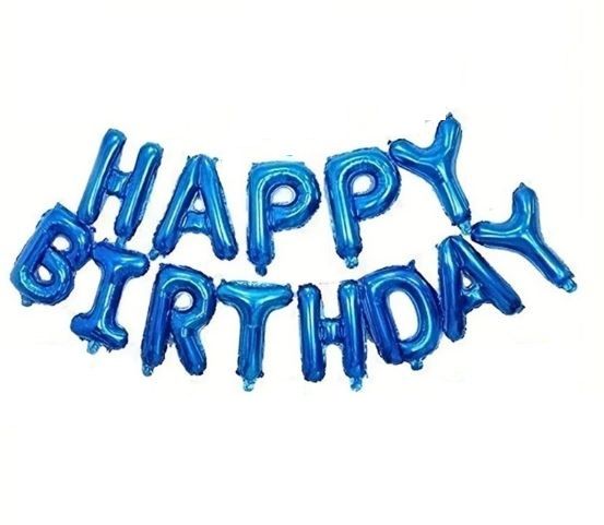 BLUE FOIL BALLOON BIRTHDAY LETTER BANNER