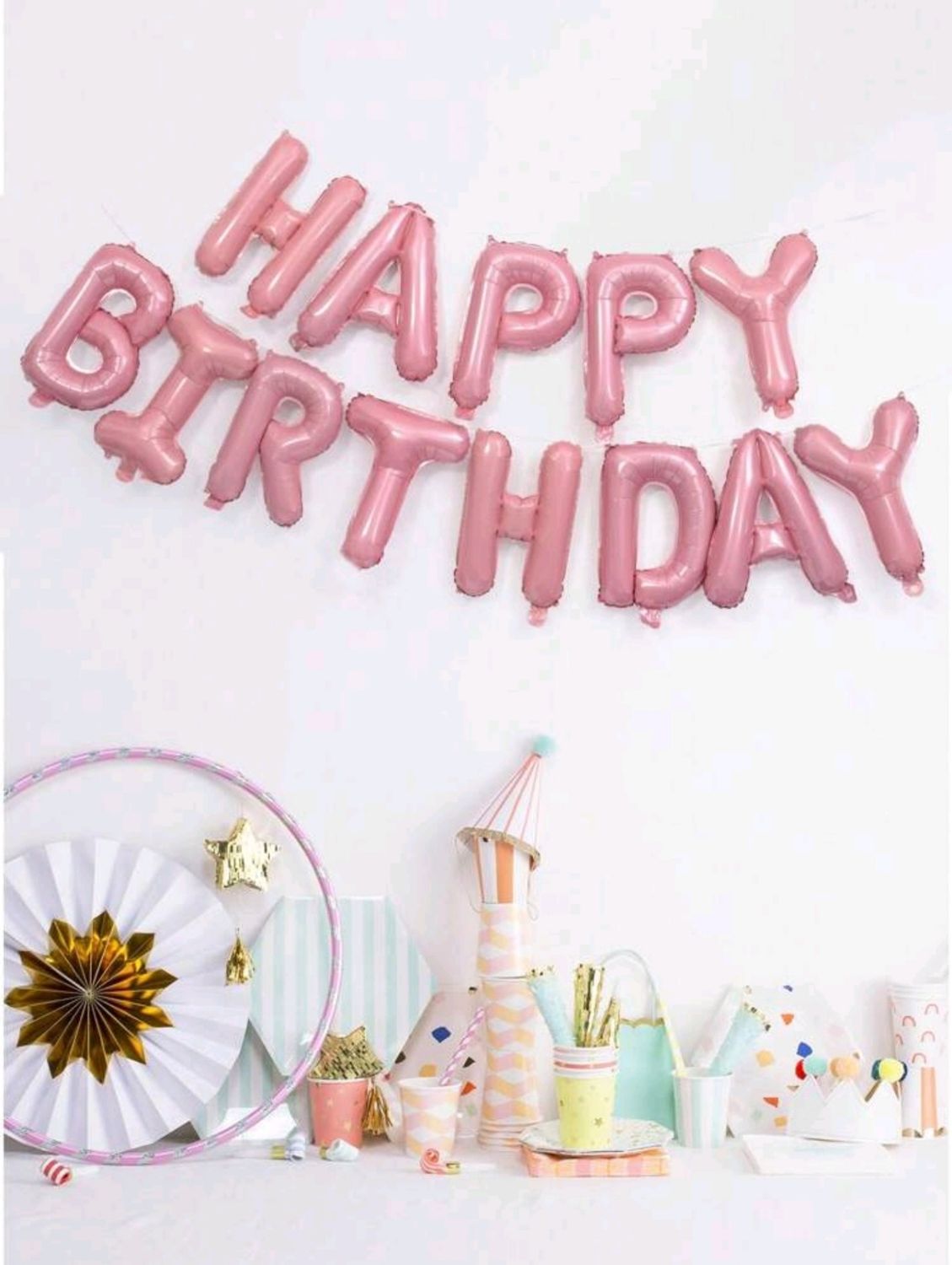 PINK FOIL BALLOON BIRTHDAY LETTER BANNER