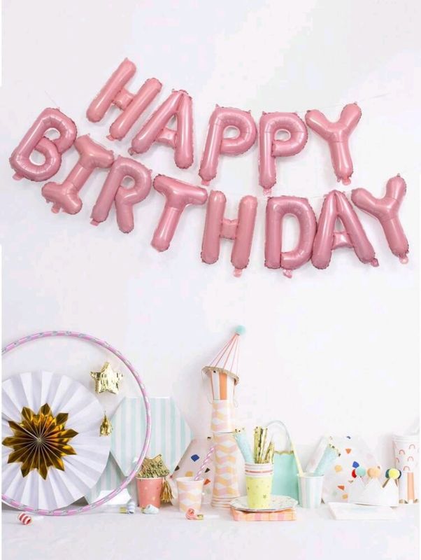 PINK FOIL BALLOON BIRTHDAY LETTER BANNER