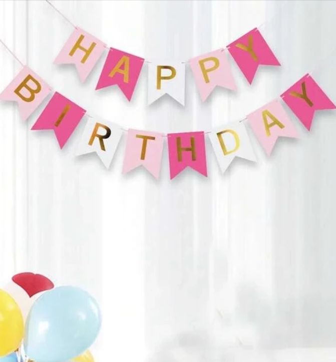 PINK PAPER FLAG BANNER