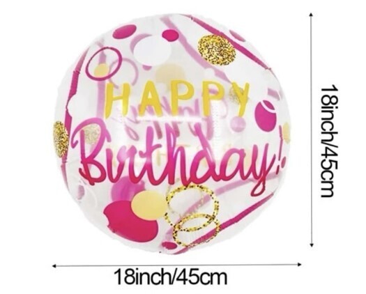 HELIUM PINK BIRTHDAY BALLOON  45CM
