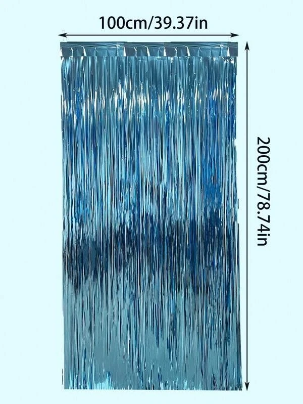 BLUE FRINGE DOOR CURTAIN 100CM X 200CM