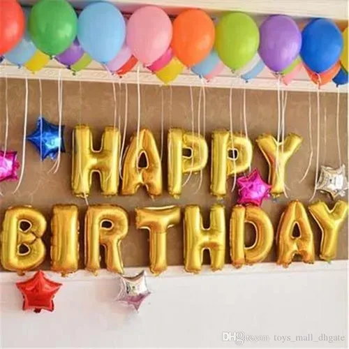 GOLD AIR FILLED BALLOON BIRTHDAY LETTER BANNER