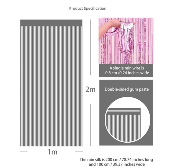 PINK FRINGE DOOR CURTAIN 100CM X 200CM