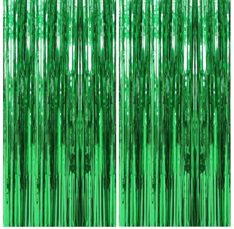 GREEN FRINGE DOOR CURTAIN 100CM X 200CM