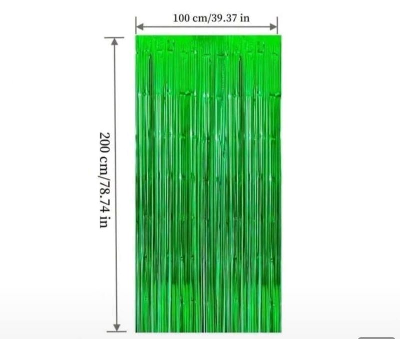 GREEN FRINGE DOOR CURTAIN 100CM X 200CM