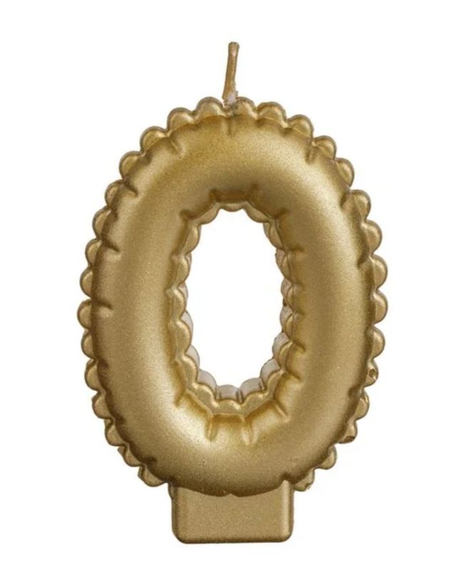 Metallic Gold Number "0" Birthday Candle 5.5x8.5cm