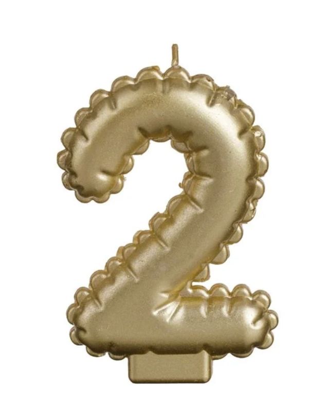 Metallic Gold Number "2" Birthday Candle 5.5x8.5cm