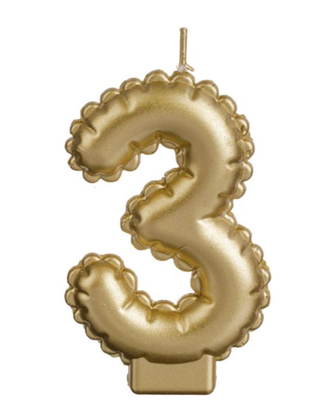 Metallic Gold Number "3" Birthday Candle 5.5x8.5cm