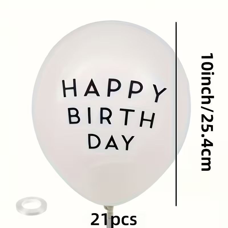 21 Happy Birthday Black and white balloons 25 cm