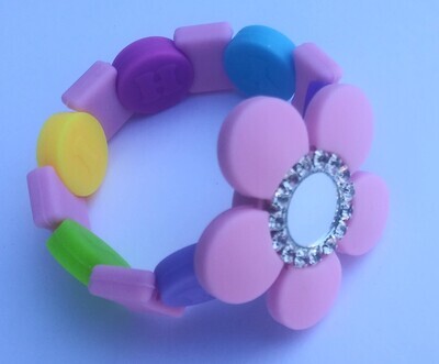 Light pink flower glow in the dark rhinestone bracelet