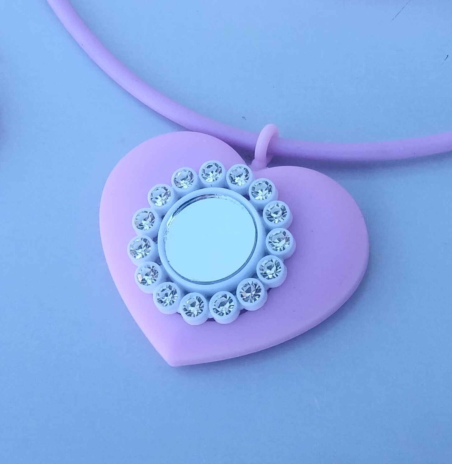Pink with rhinestones stretch rubber necklace
