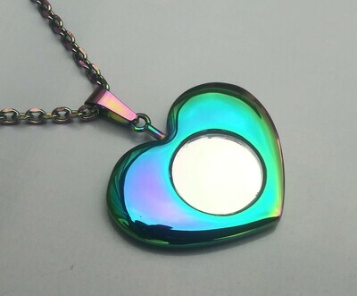 Rainbow plated stainless steel heart necklace