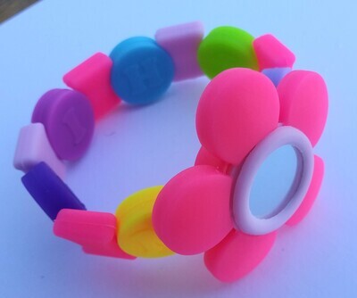Hot pink flower multi color bracelet