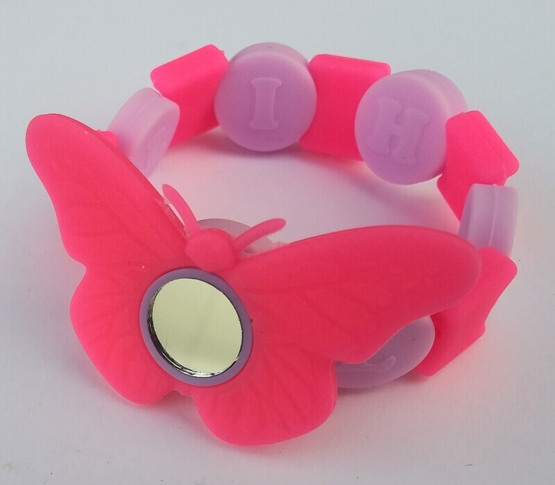 Hot pink &amp; pink glow in the dark butterfly bracelet