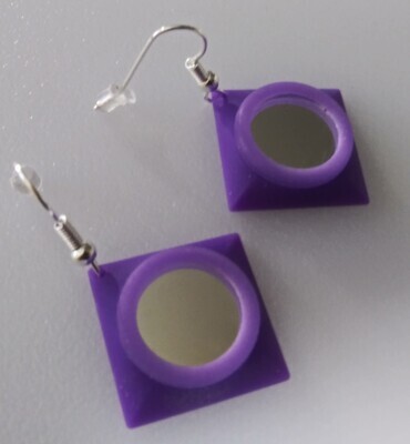 Circle in square earrings