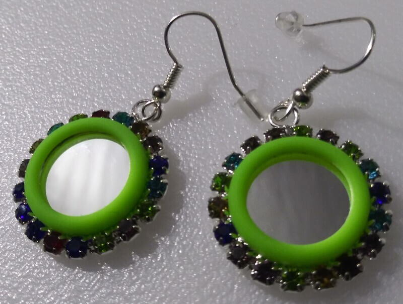 Rhinestone and rubber earrings