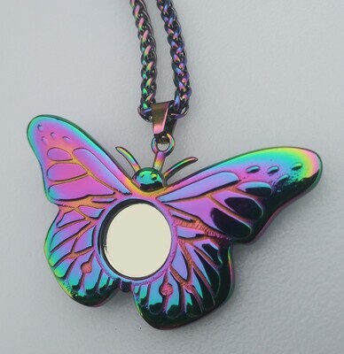 Rainbow Plated Stainless Steel Butterfly Necklace