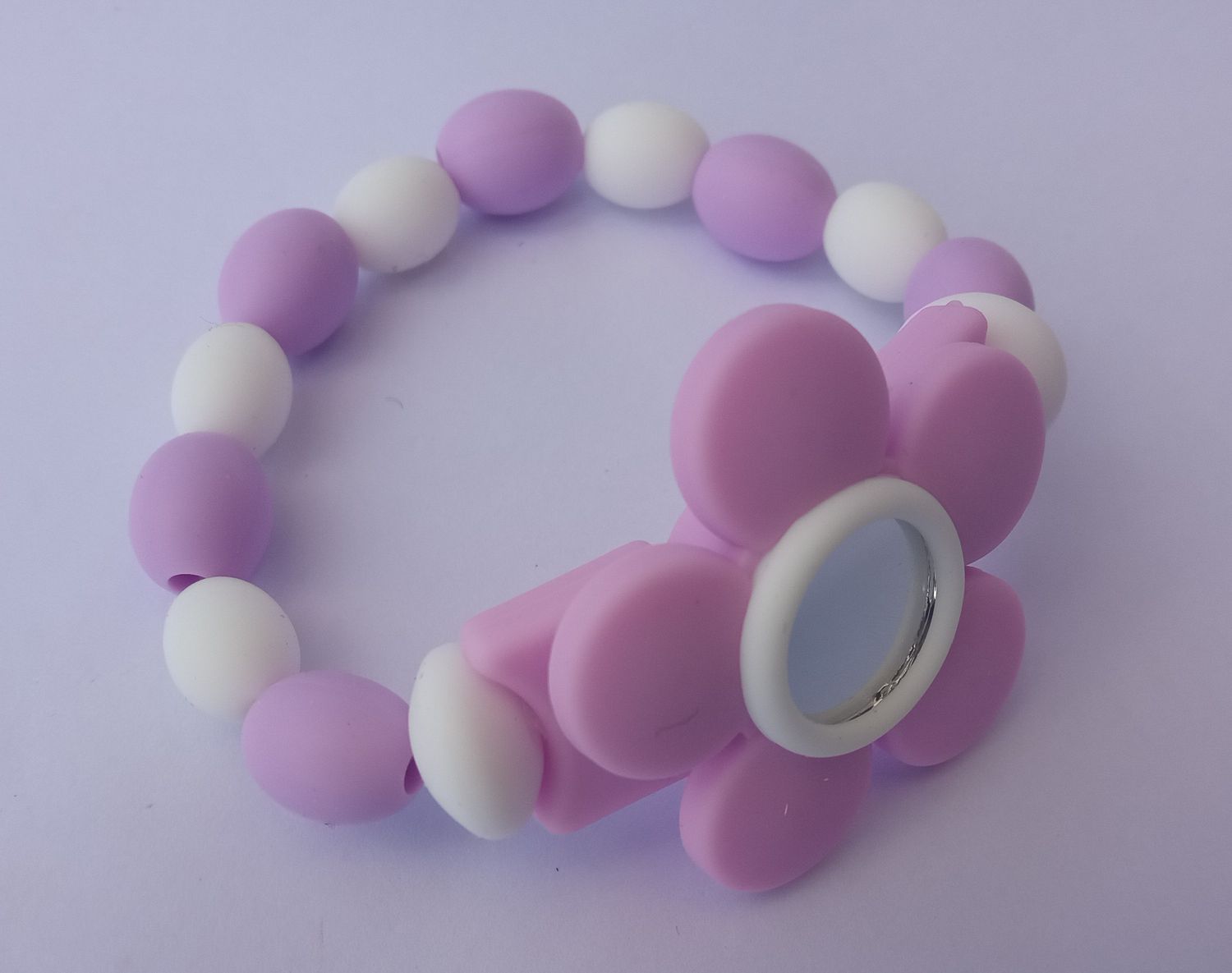 Pink and White Flower Mirror Bracelet