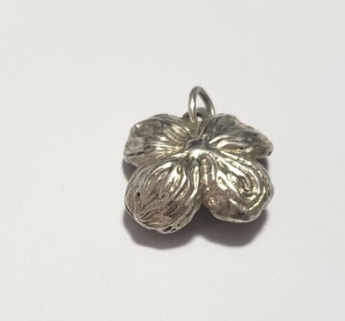 Hand Carved Sterling Silver Hibiscus Flower Pendant ? Solid Large Piece