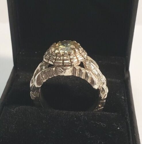 Estate Unique OOAK Vintage Sterling Silver Handmade Men's Eagle Ring w Cz Sz9