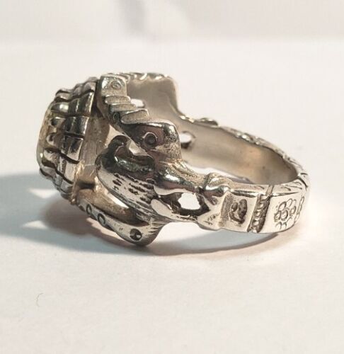 Estate Unique OOAK Vintage Sterling Silver Handmade Men's Eagle Ring w Cz Sz9