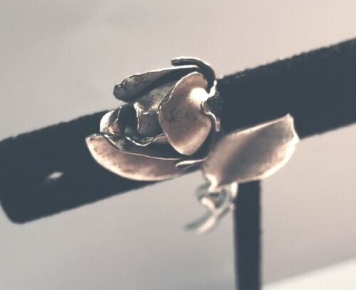 Vintage Sterling Silver 3 Dimensional Rose Shaped Brooch Pin