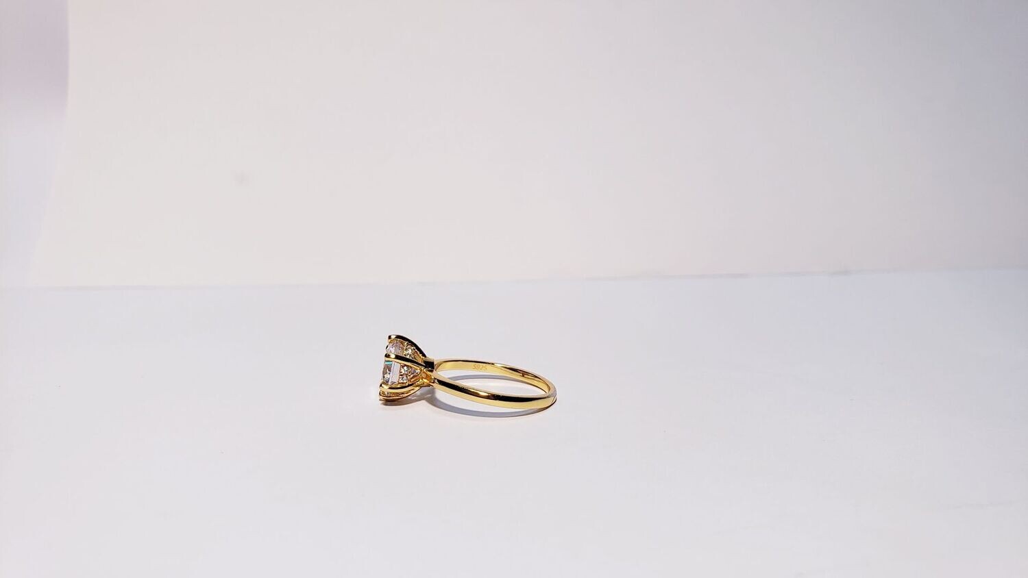 8mm Round Hidden Halo Engagement Style Cz Ring Sz7 Gold Vermeil over Sterling Silver