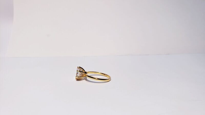 8mm Round Hidden Halo Engagement Style Cz Ring Sz7 Gold Vermeil over Sterling Silver