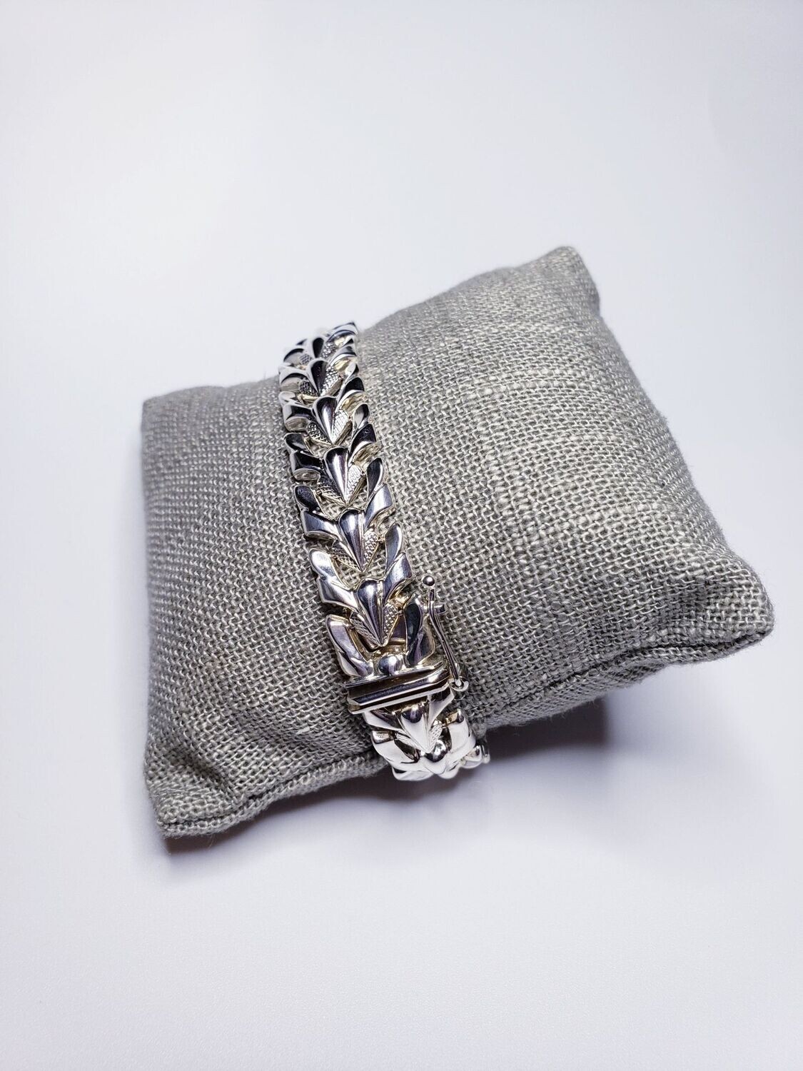 Italian Milor 925 Sterling Silver Stampato Leaf Bracelet 8"