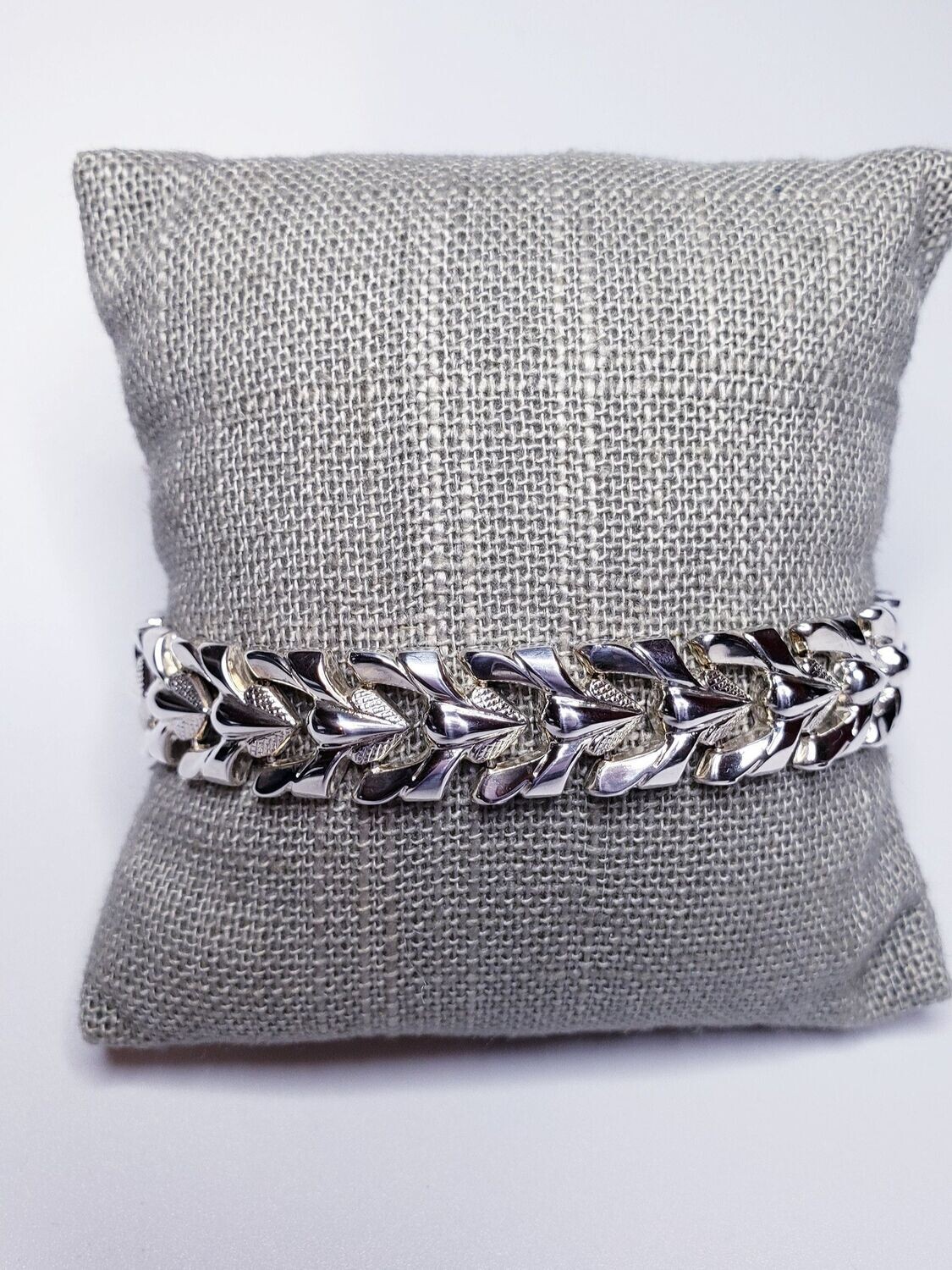 Italian Milor 925 Sterling Silver Stampato Leaf Bracelet 8"