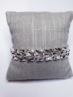 Italian Milor 925 Sterling Silver Stampato Leaf Bracelet 8"