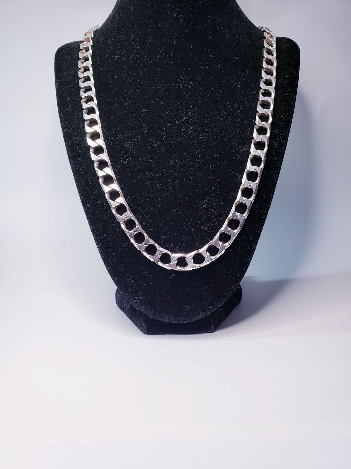 Italian Made Solid Sterling Silver Curb Link Chain Necklace 24"