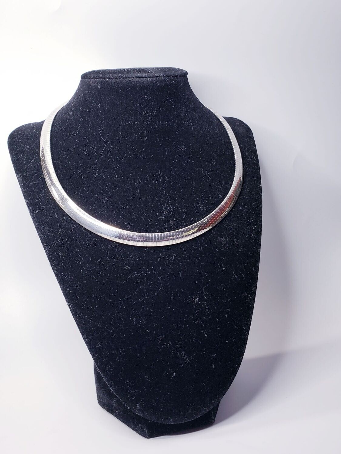 Italian Made Sterling Silver Omega Style Slide Necklace 16"