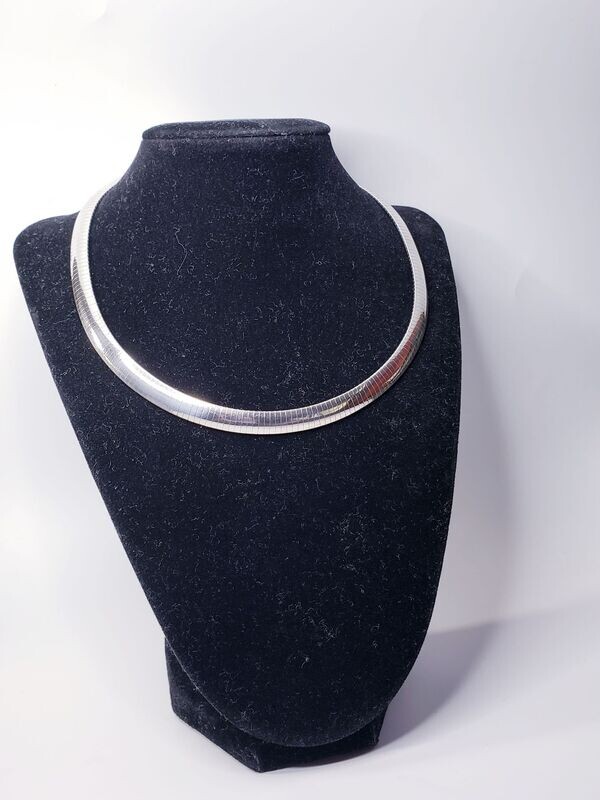 Italian Made Sterling Silver Omega Style Slide Necklace 16"