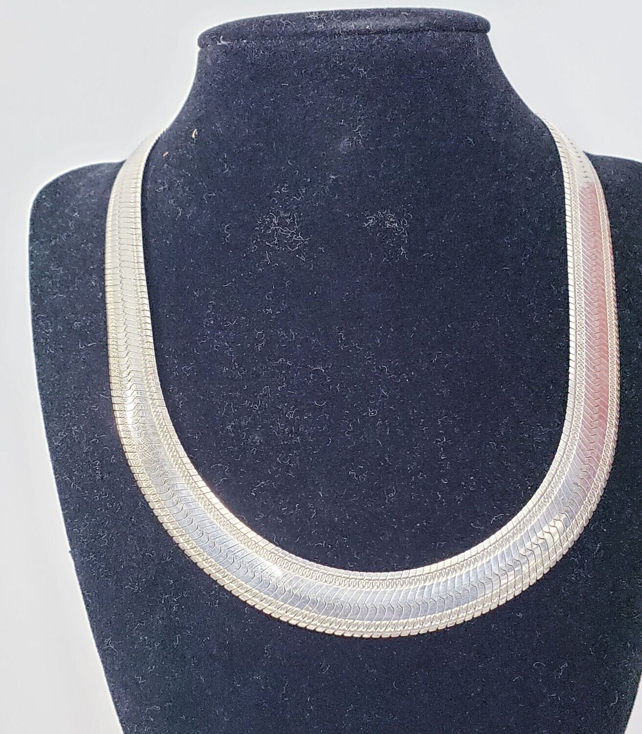 Italian Milor 925 Sterling Silver Wide 2mm Fancy Herringbone Necklace