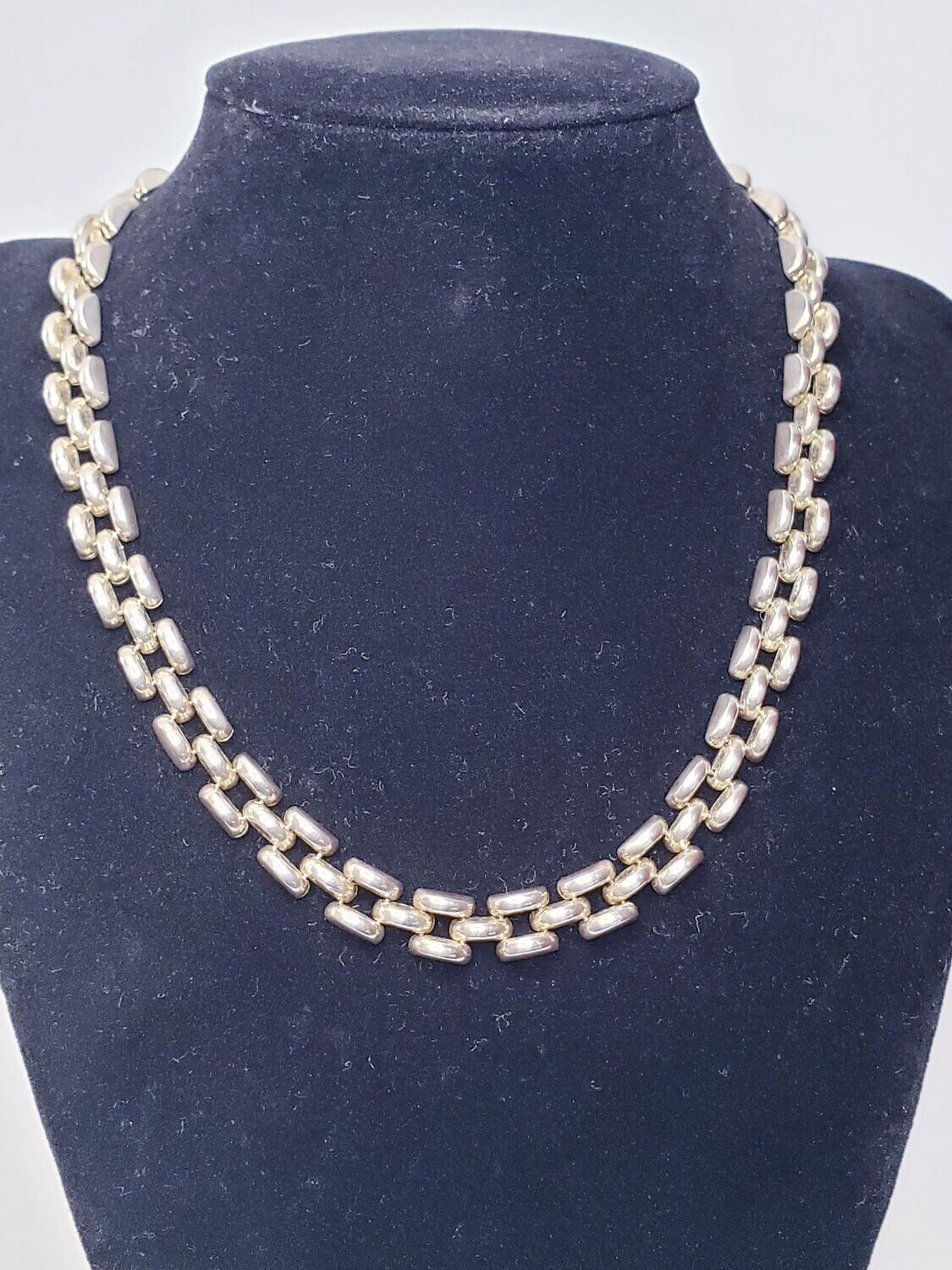 Vintage Italian Made Sterling Silver Panther Necklace 16"