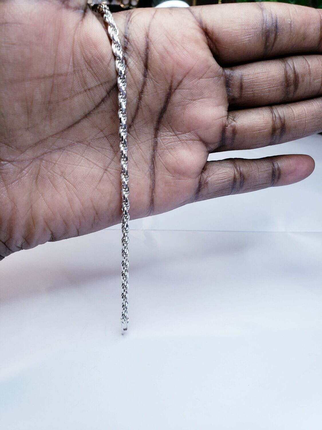 Italian Made Sterling Silver Rope Bracelet 8"