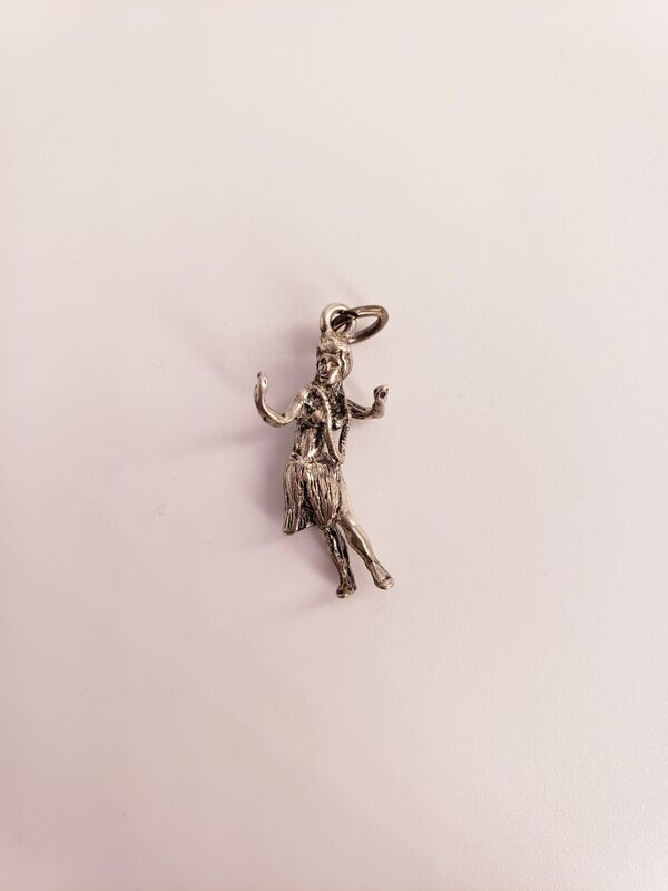 Vintage Hula Dancer/ Hawaiian Style Dancing Girl Sterling Silver Charm Pendant