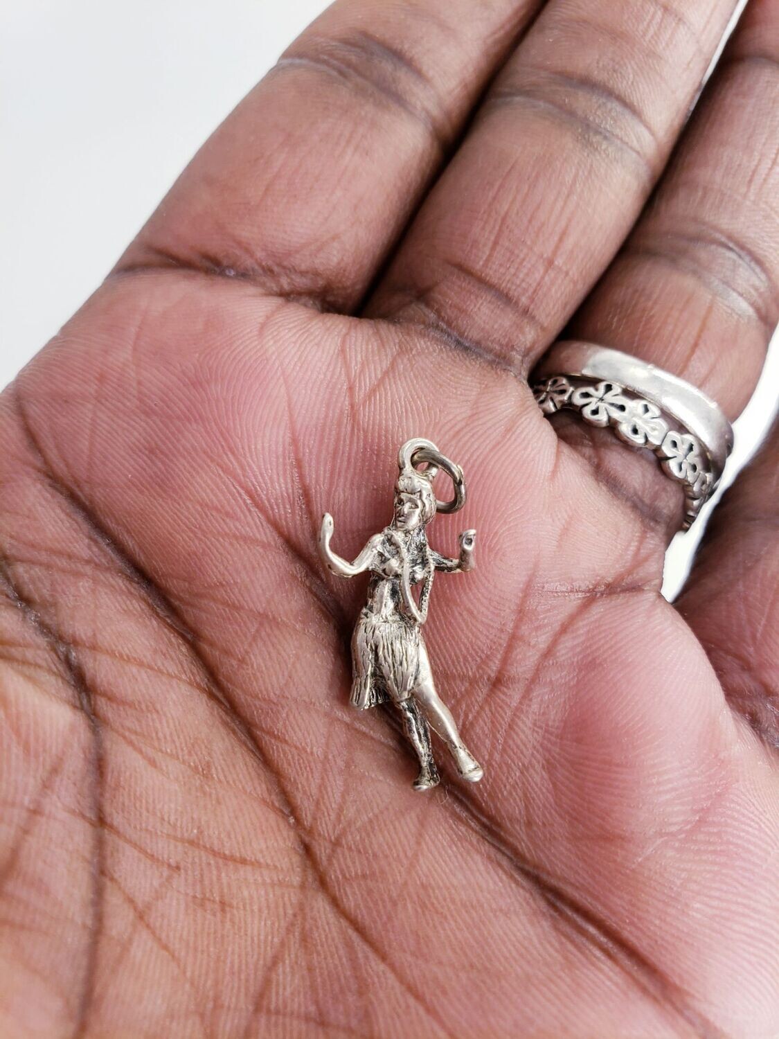 Vintage Hula Dancer/ Hawaiian Style Dancing Girl Sterling Silver Charm Pendant