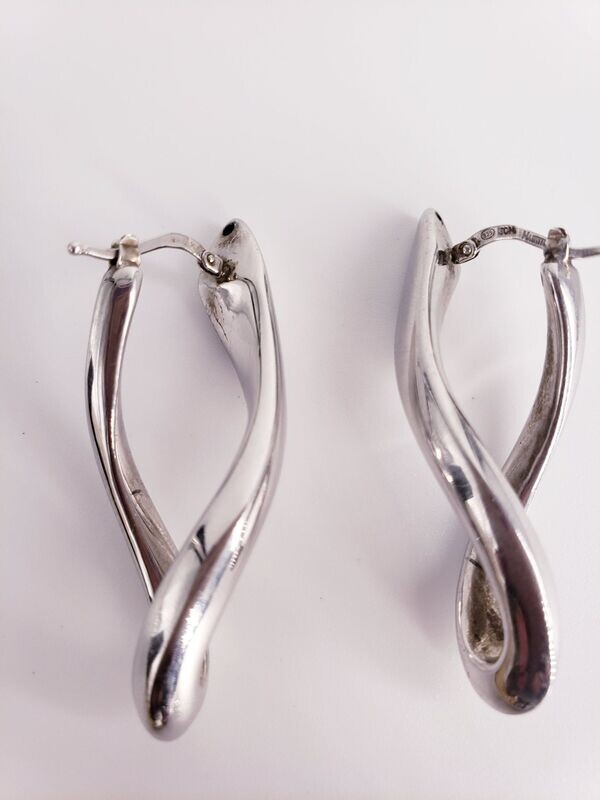 Sterling Silver Mauritius Twisted Hoop Earrings