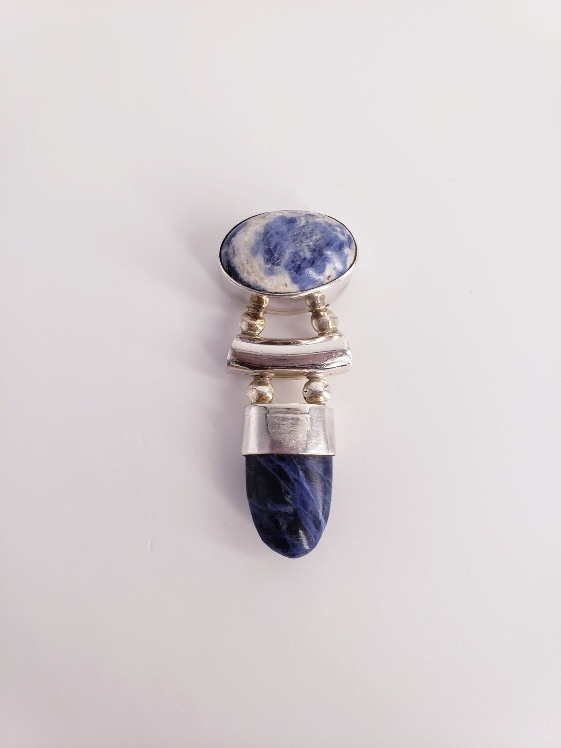 OOAK Hand Made Sterling Silver Mexico Sodalite Cabochon Bullet Pendant