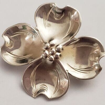Vintage Sterling Silver Dogwood Floral Brooch/Pin Signed NYE