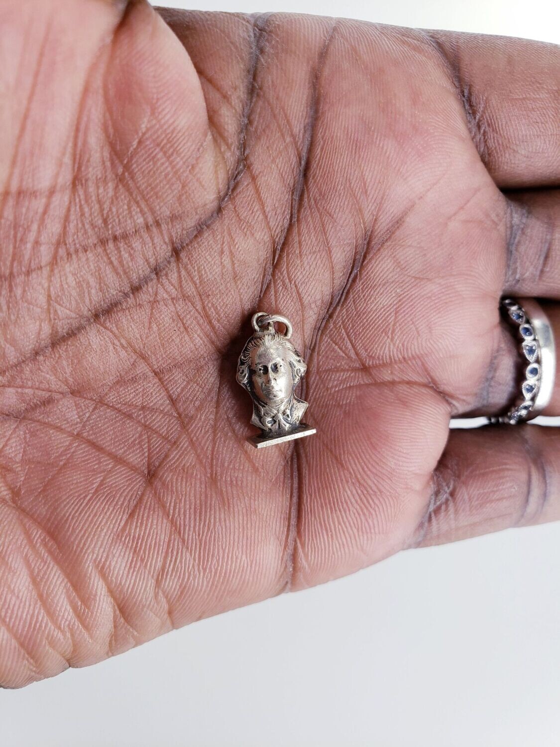 Vintage Engraved George Washington Bust Sterling Silver Charm Pendant