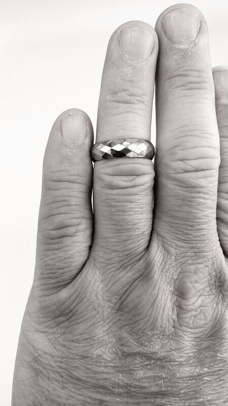 High Polished Faceted Sterling Silver Band Style Ring 4.5mm wide Size 6